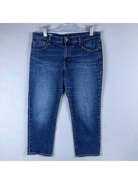 Gap Girlfriend Capri Jeans Mid Rise Women Size 30/10P Blue Dark Wash